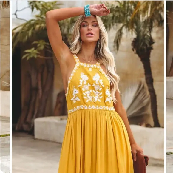 VICI CLUB TROPICANA EMBROIDERED MAXI DRESS - Picture 2 of 7